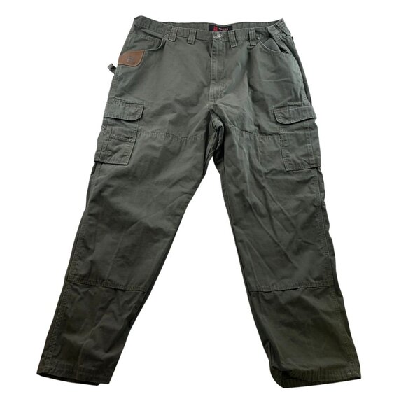 Ripstop Men Cargo Pants Size 46x34 Straight Utility Casual Green Relaxed Classic - Picture 1 of 15